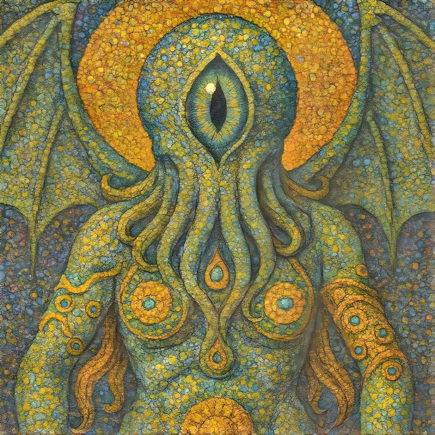 Otherworldly Figure with Octopus Head and Wings