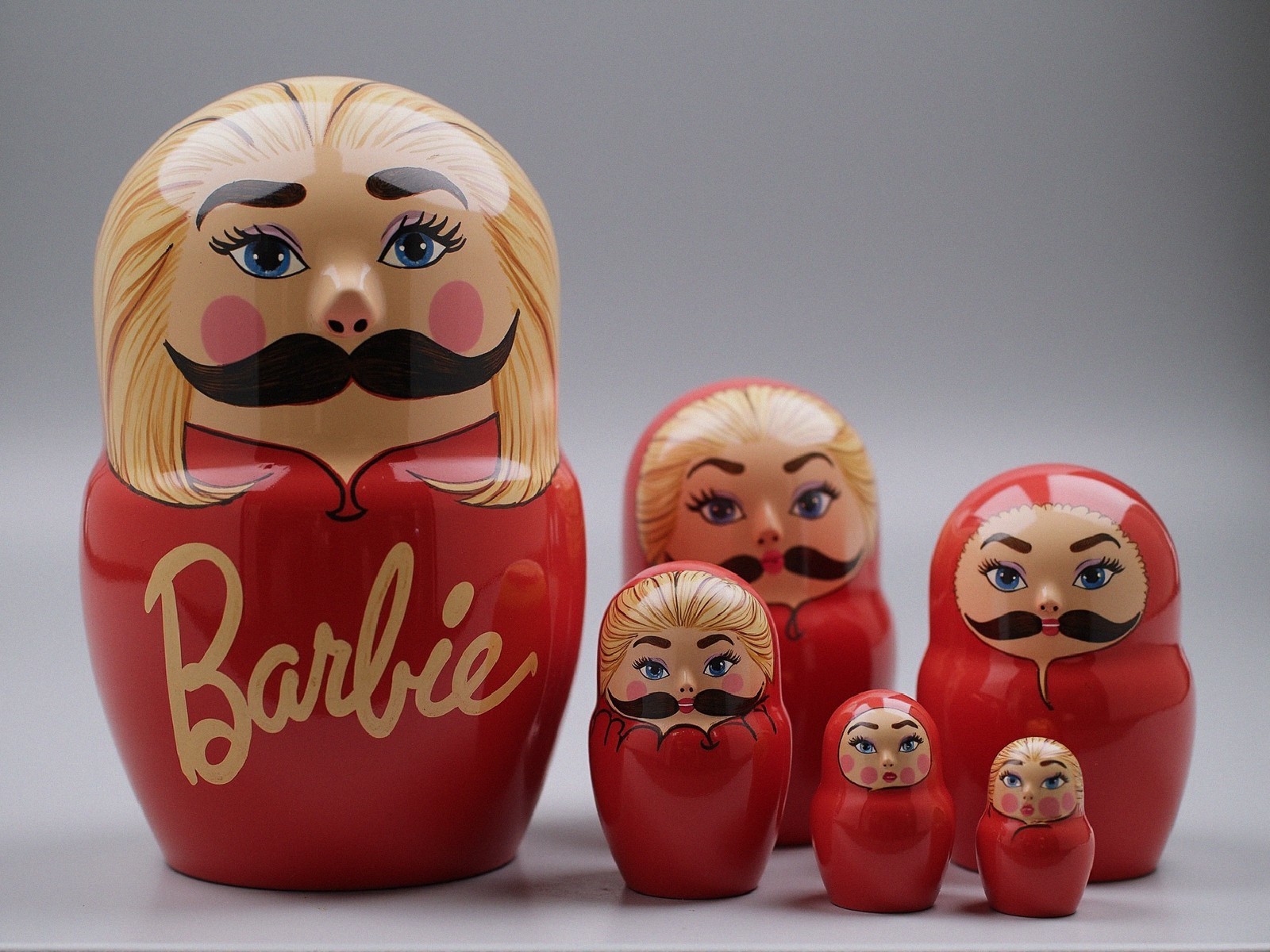Nesting Dolls with Whimsical Barbie Design and Colors