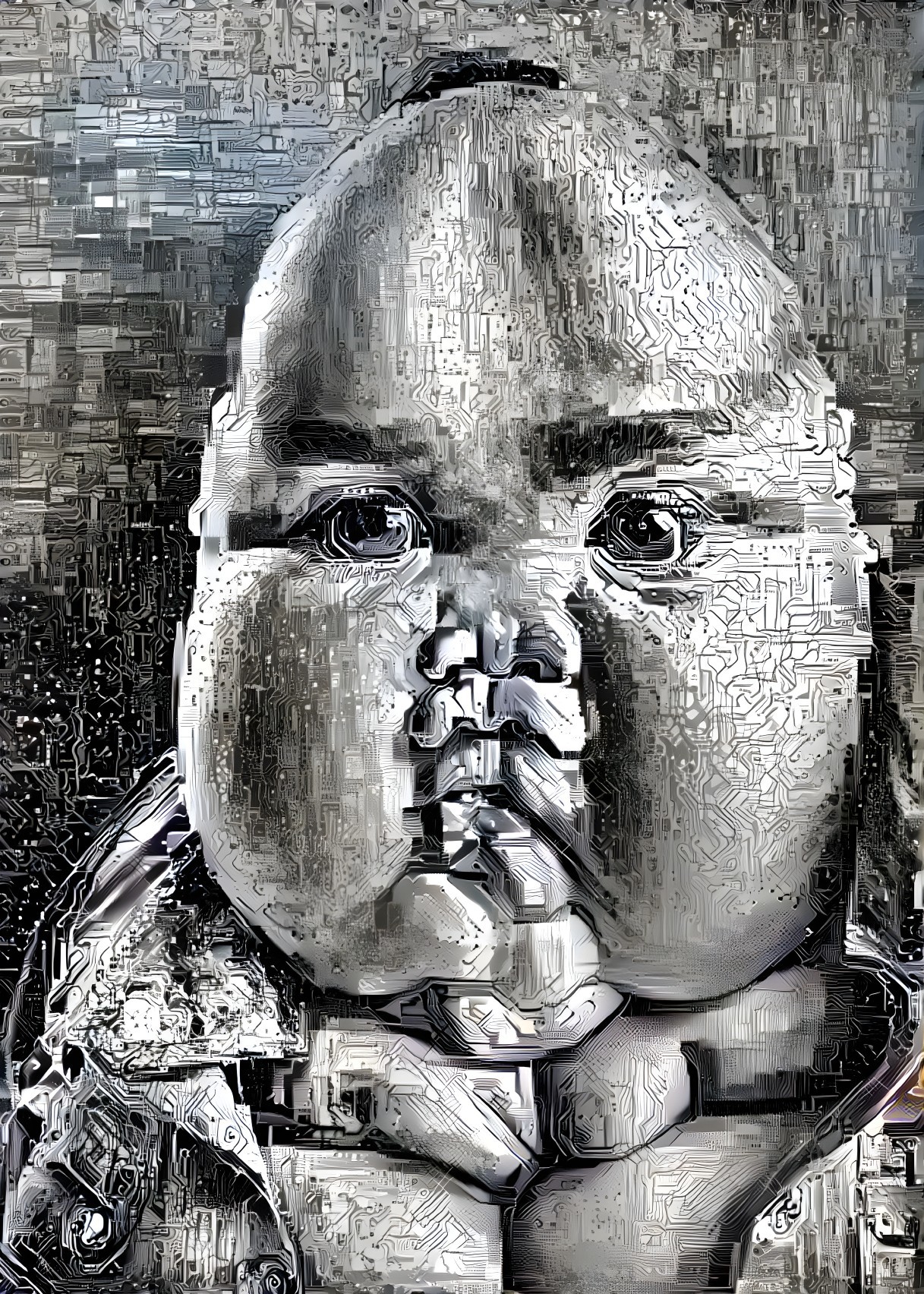 Stylized Metallic Portrait of a Chubby Baby
