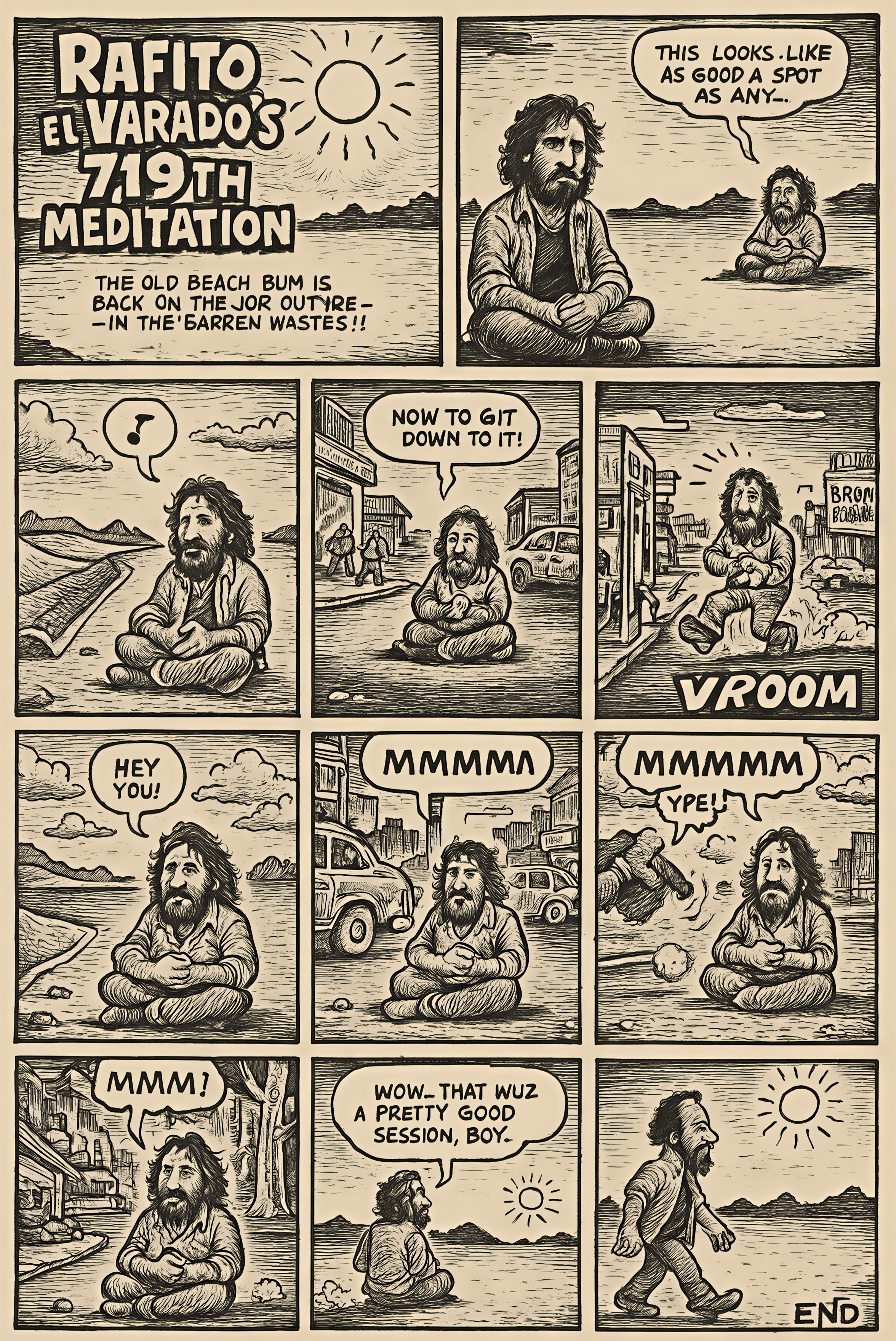 Beach Bum's Reflection in a Barren Landscape Comic