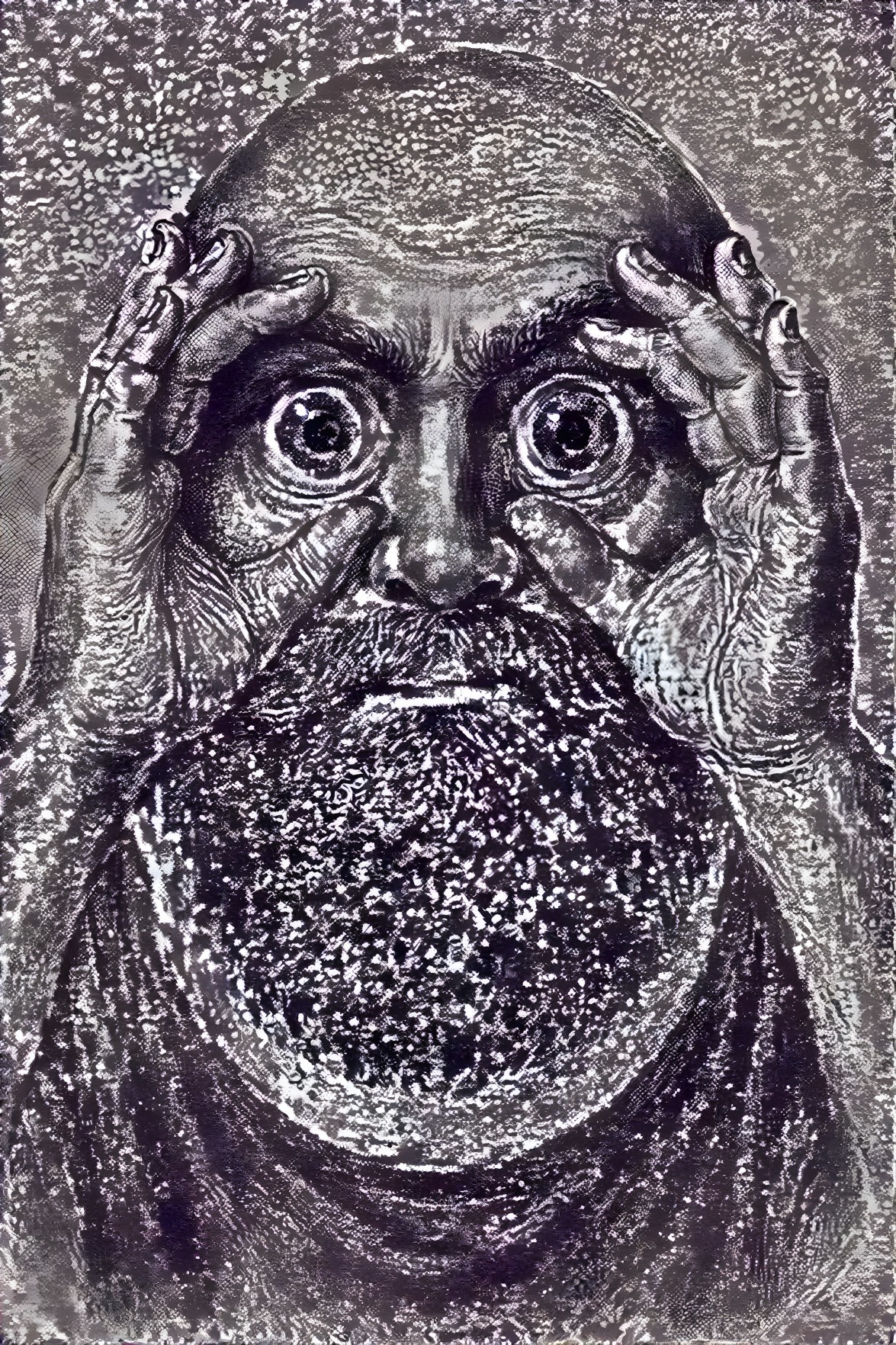 Illustration of a bald man with exaggerated shocked expression