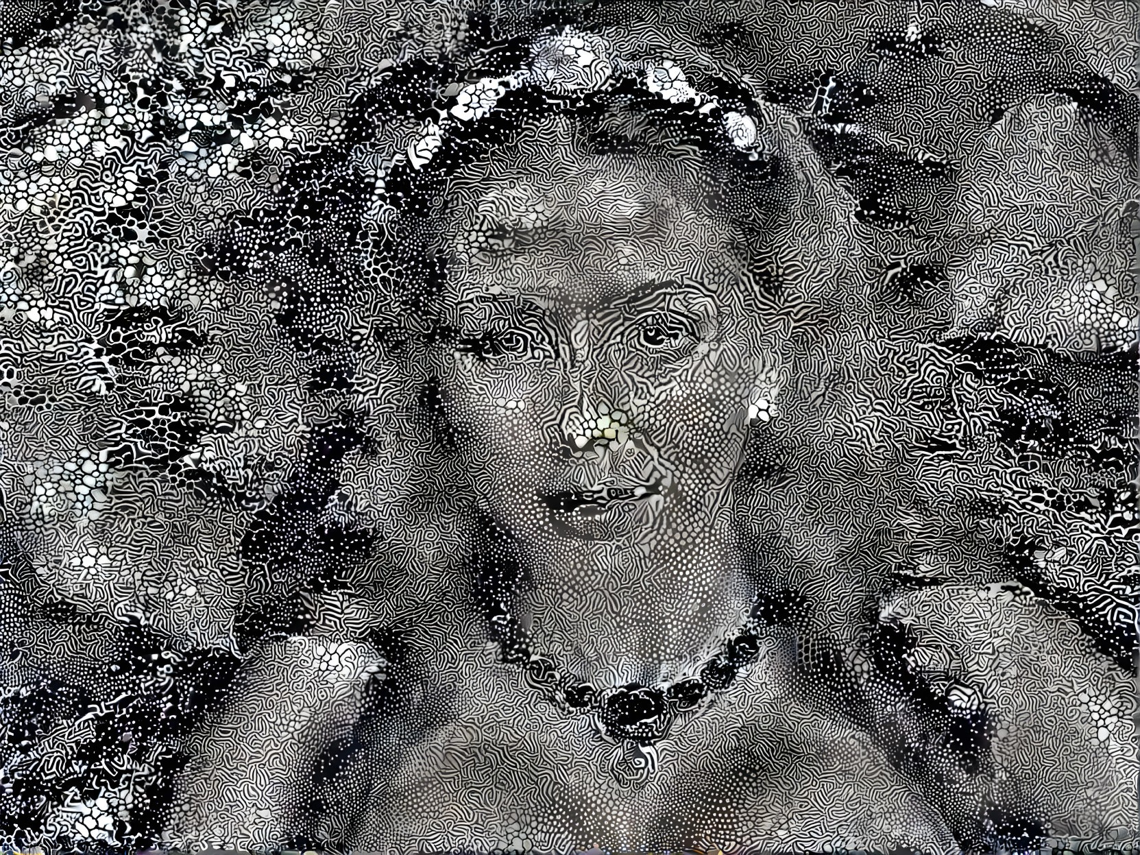 Stylized Black and White Portrait of a Woman