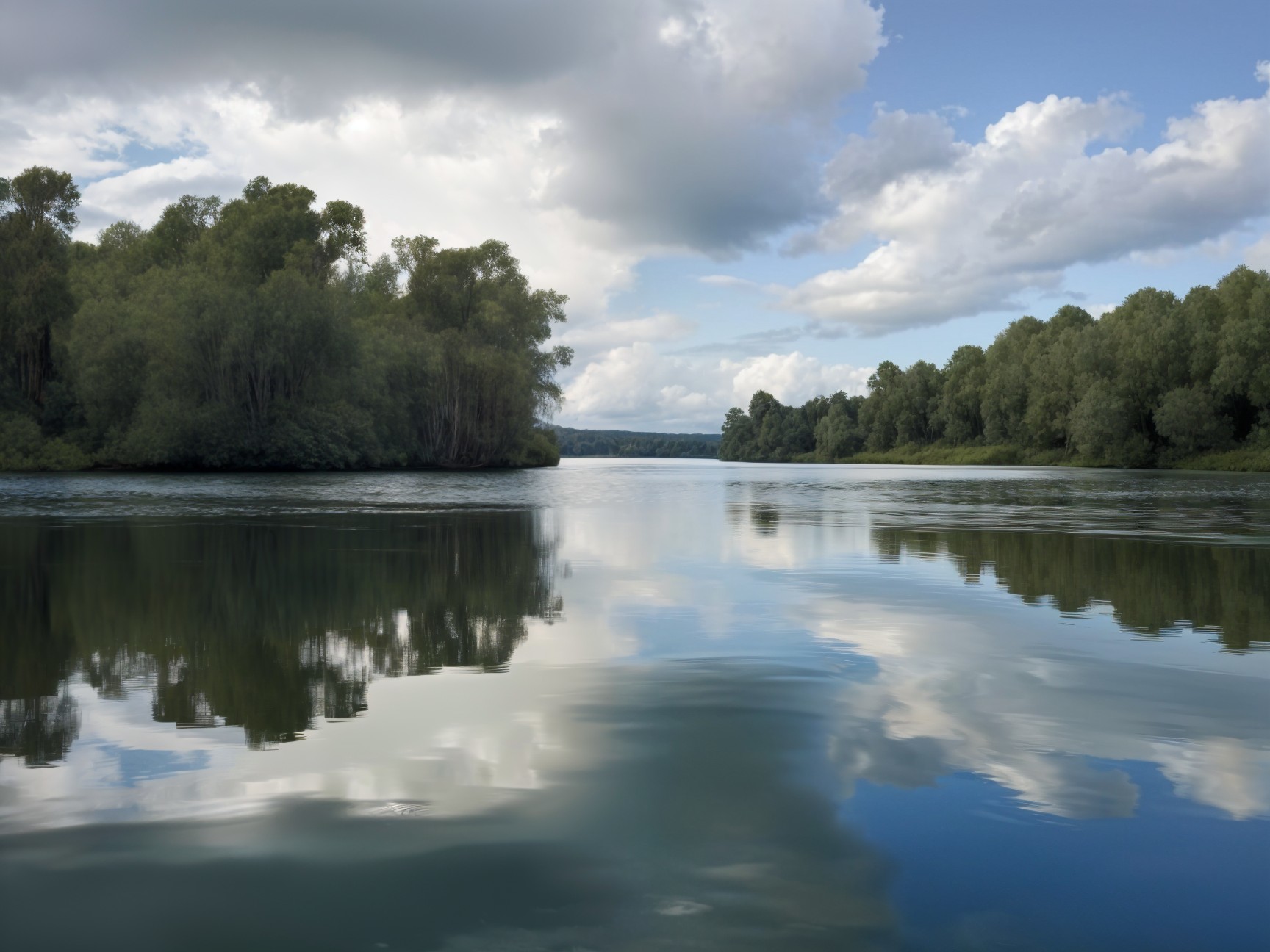 Serene River Landscape with Lush Green Banks