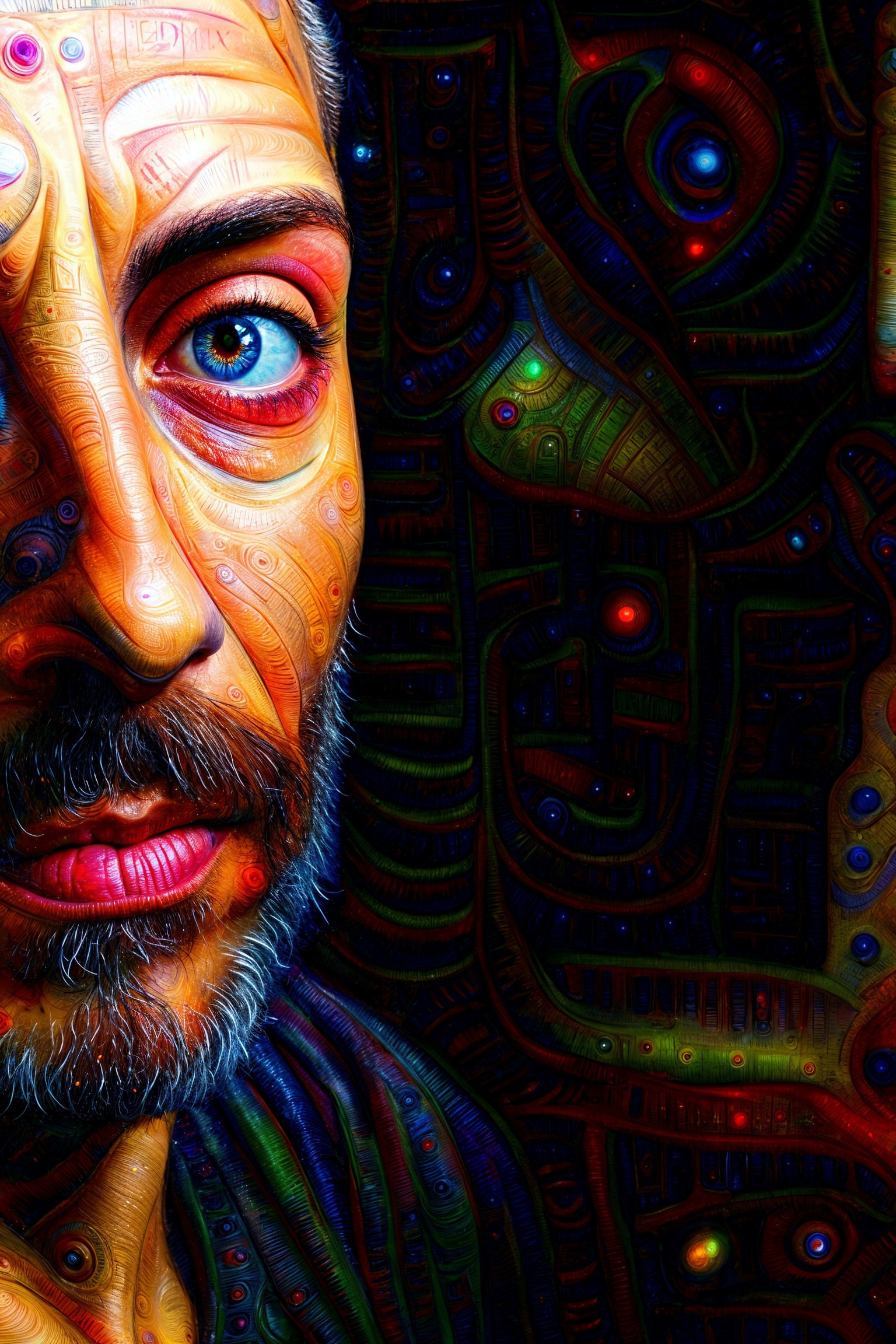 Close-Up Portrait of a Man with Detailed Features