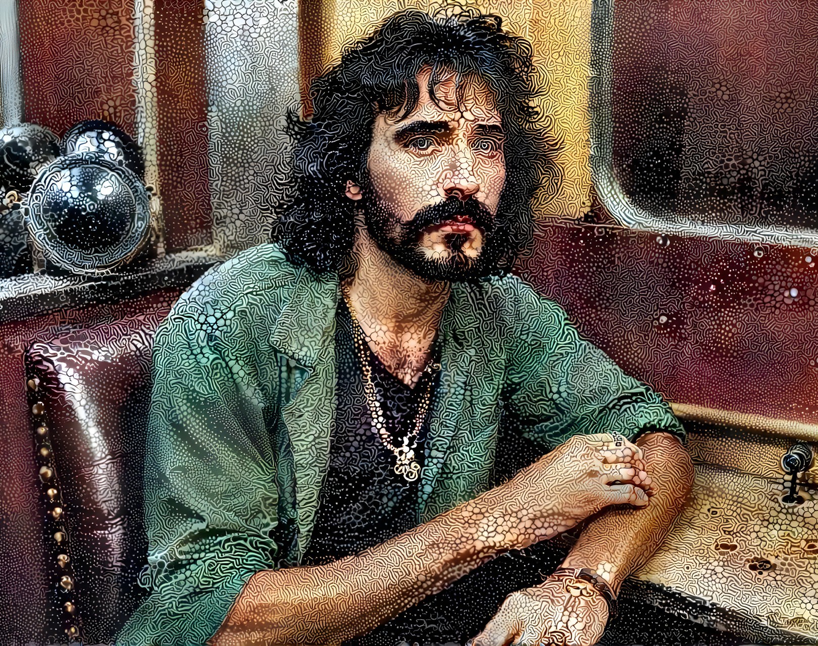 Thoughtful Man in Vintage Setting with Rich Textures