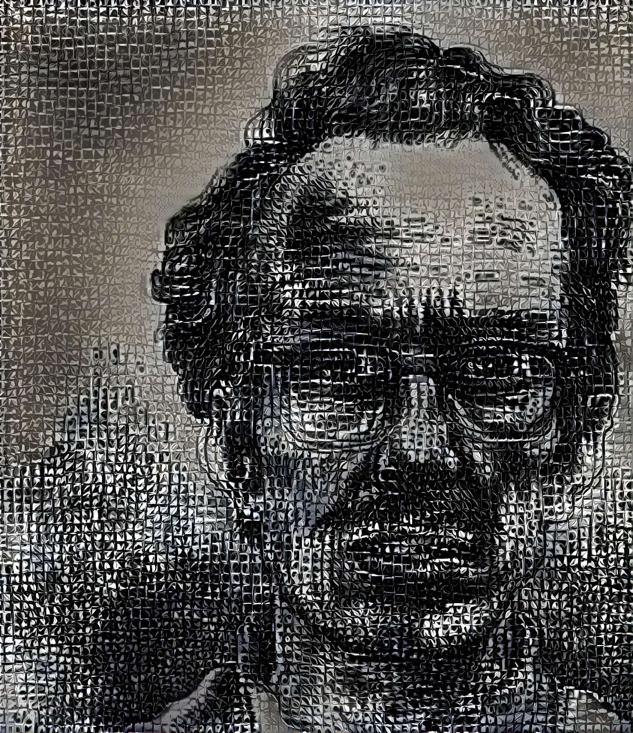 Detailed Black and White Male Portrait Photomosaic