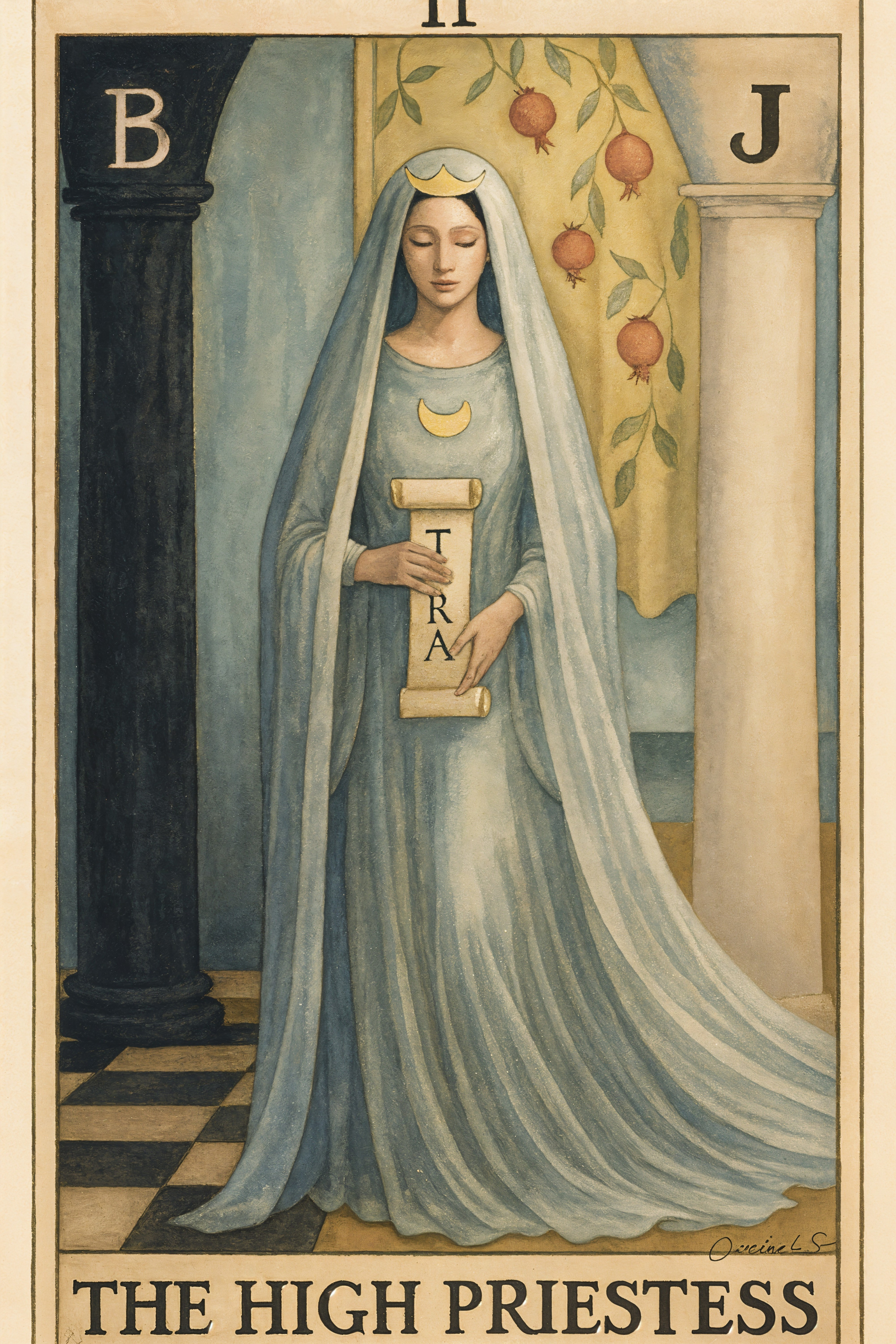 Tarot Card Depiction of The High Priestess Figure