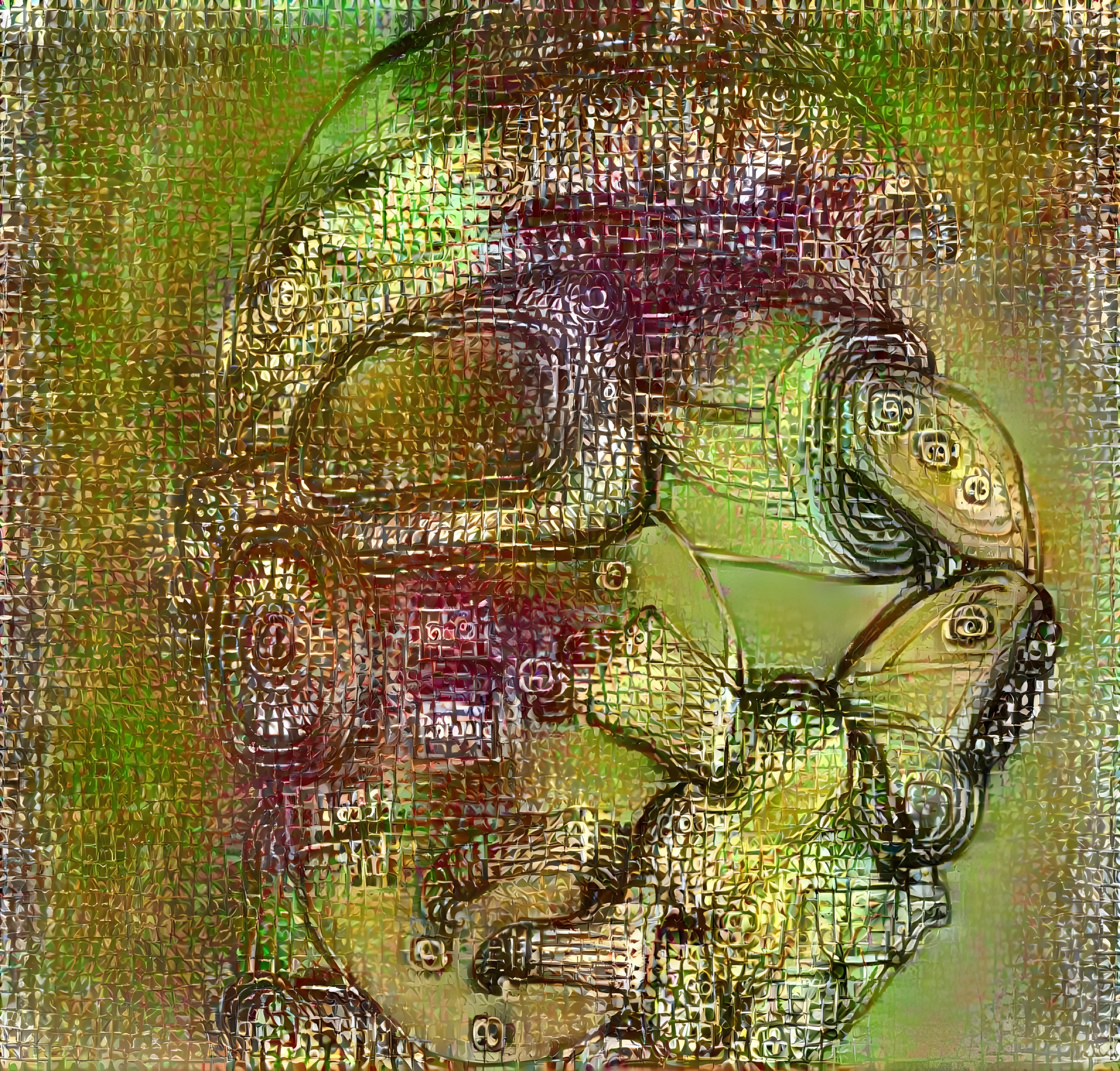 Abstract Portrait of a Robot or Cyborg in Mosaic Style