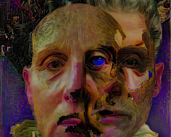 Surreal Blended Portrait with Vivid Abstract Background
