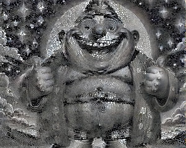 Cartoon Character in Cosmic Backdrop with Detailed Art