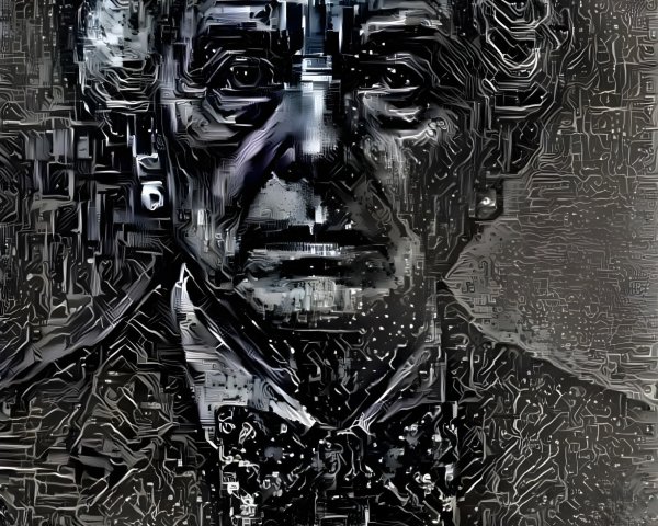 Abstract Textured Portrait of a Man's Face