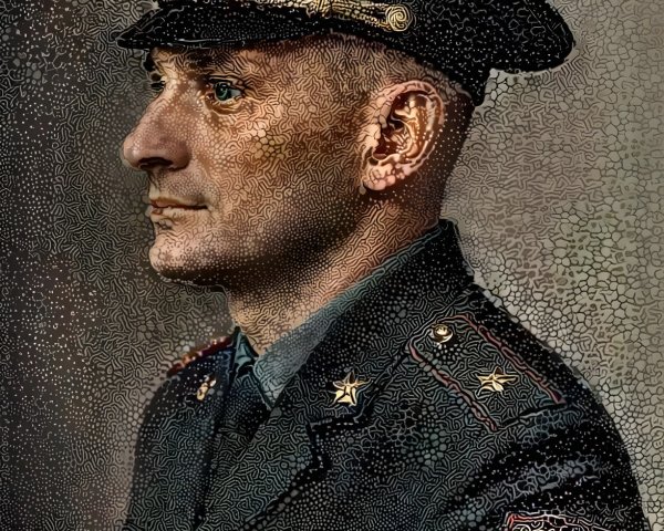 Profile View of a Military Officer in Formal Uniform