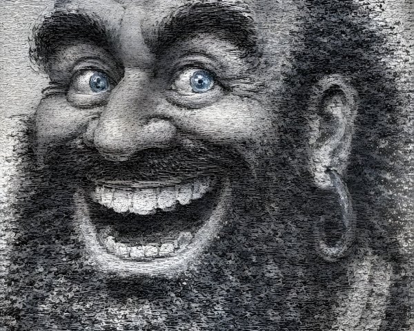Humorous Portrait of a Man with a Bushy Beard