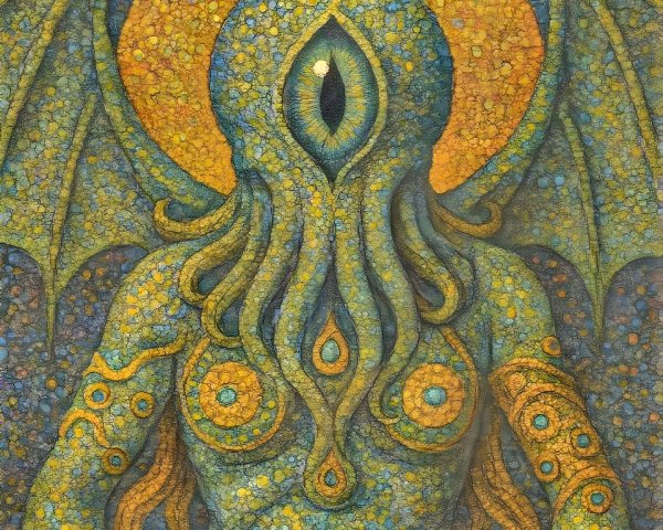 Otherworldly Figure with Octopus Head and Wings