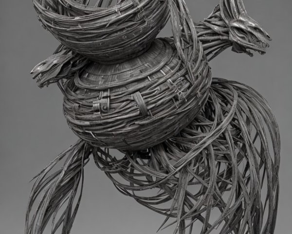 Intricately Woven Wooden Dragon Vessel Design