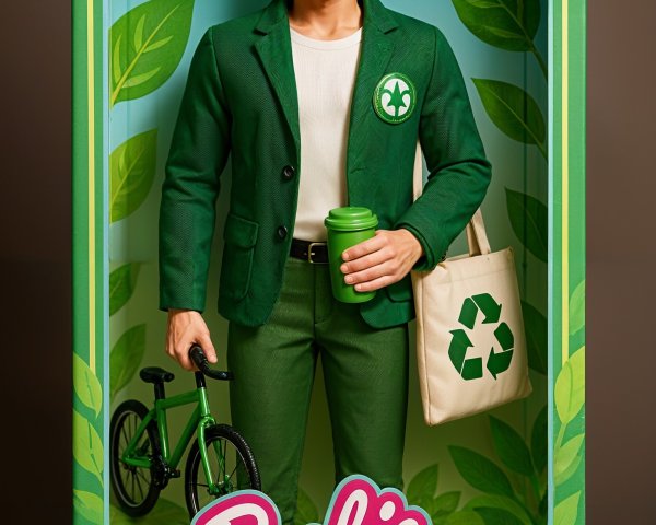 Eco Klaus Doll with Green Suit and Recycle Theme