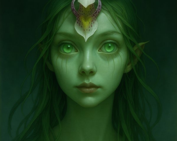 Digital Watercolor Portrait of a Young Girl with Elfin Features