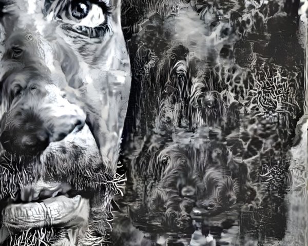 Close-up of a man's face with surreal patterns