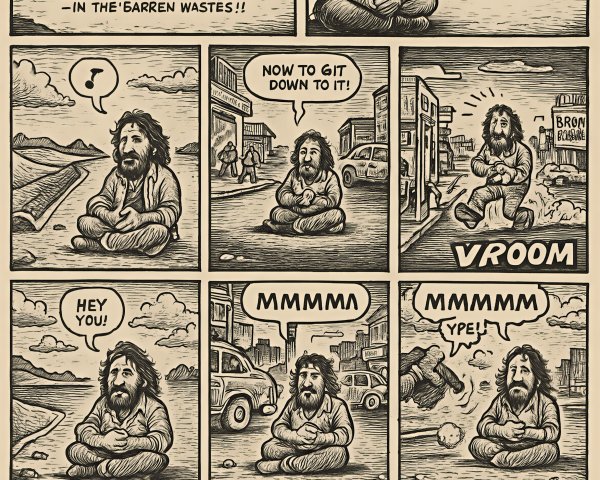 Beach Bum's Reflection in a Barren Landscape Comic