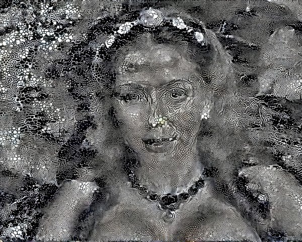 Stylized Black and White Portrait of a Woman