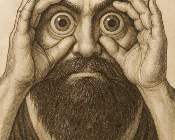 Bearded Man with Intense Gaze in Sepia Tones