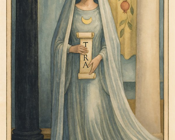 Tarot Card Depiction of The High Priestess Figure