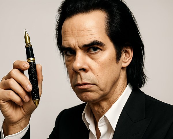 Man in Black Suit with Luxurious Pen in Portrait