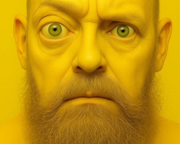 Portrait of a Bald Man with Green Eyes and Beard