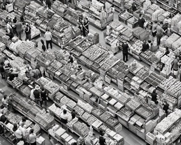 Overhead View of a Bustling Marketplace Scene