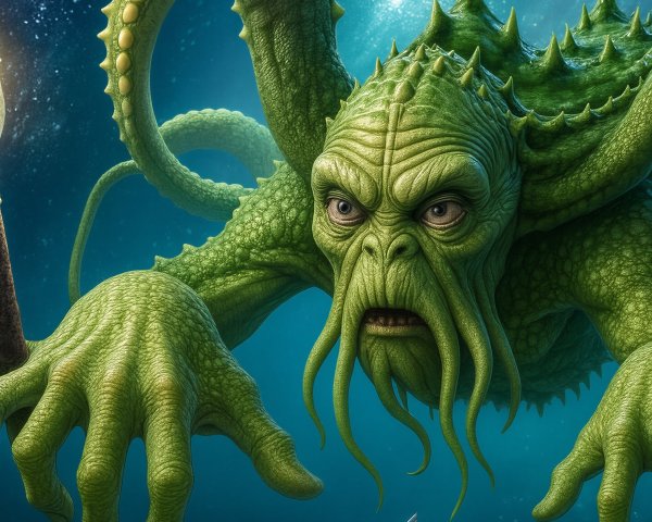 Giant Mythical Creature in Cosmic Fantasy Setting