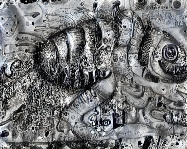 Abstract Black and White Representation of a Bee