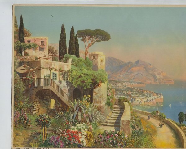 Colorful Mediterranean Coastline Landscape Artwork