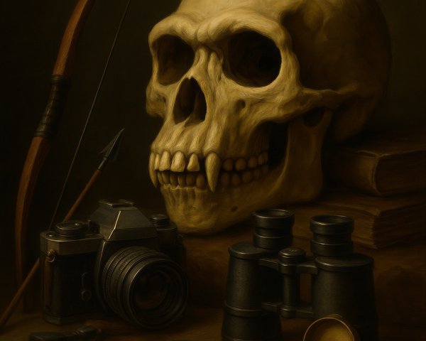Still Life with Skull, Camera, Binoculars, and Books