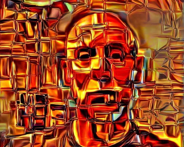 Cubist Abstract Portrait in Metallic Colors and Textures
