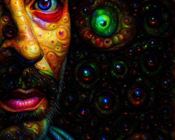 Vibrant Abstract Portrait with Intricate Patterns and Colors