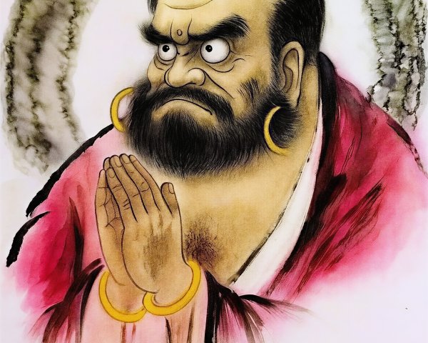 Traditional Depiction of a Wise Bearded Monk