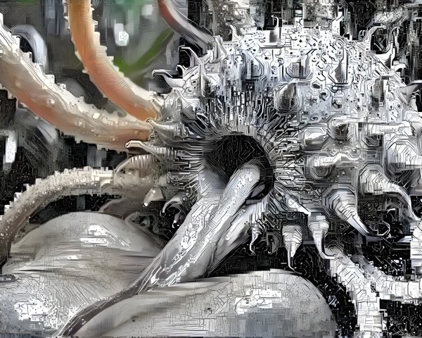 Surreal Futuristic Creature with Organic and Mechanical Elements