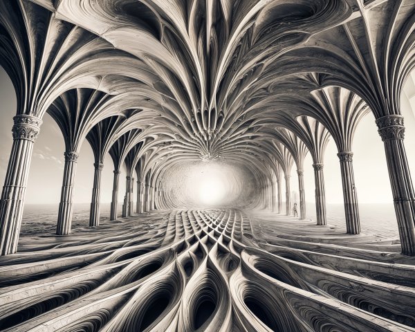 Intricate Architectural Space with Ornate Arches and Light