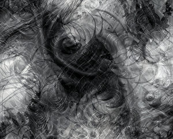 Intricate abstract design with black and gray patterns