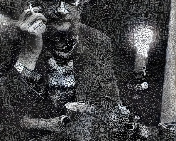 Contemplative Figure in Dimly Lit Space with Candle