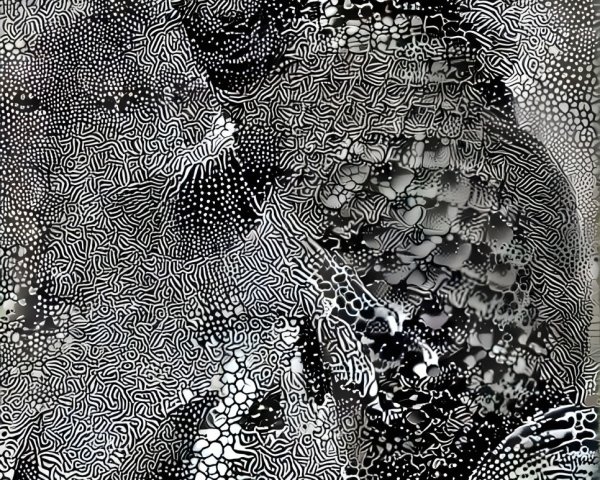 Detailed Black-and-White Illustration of a Fish