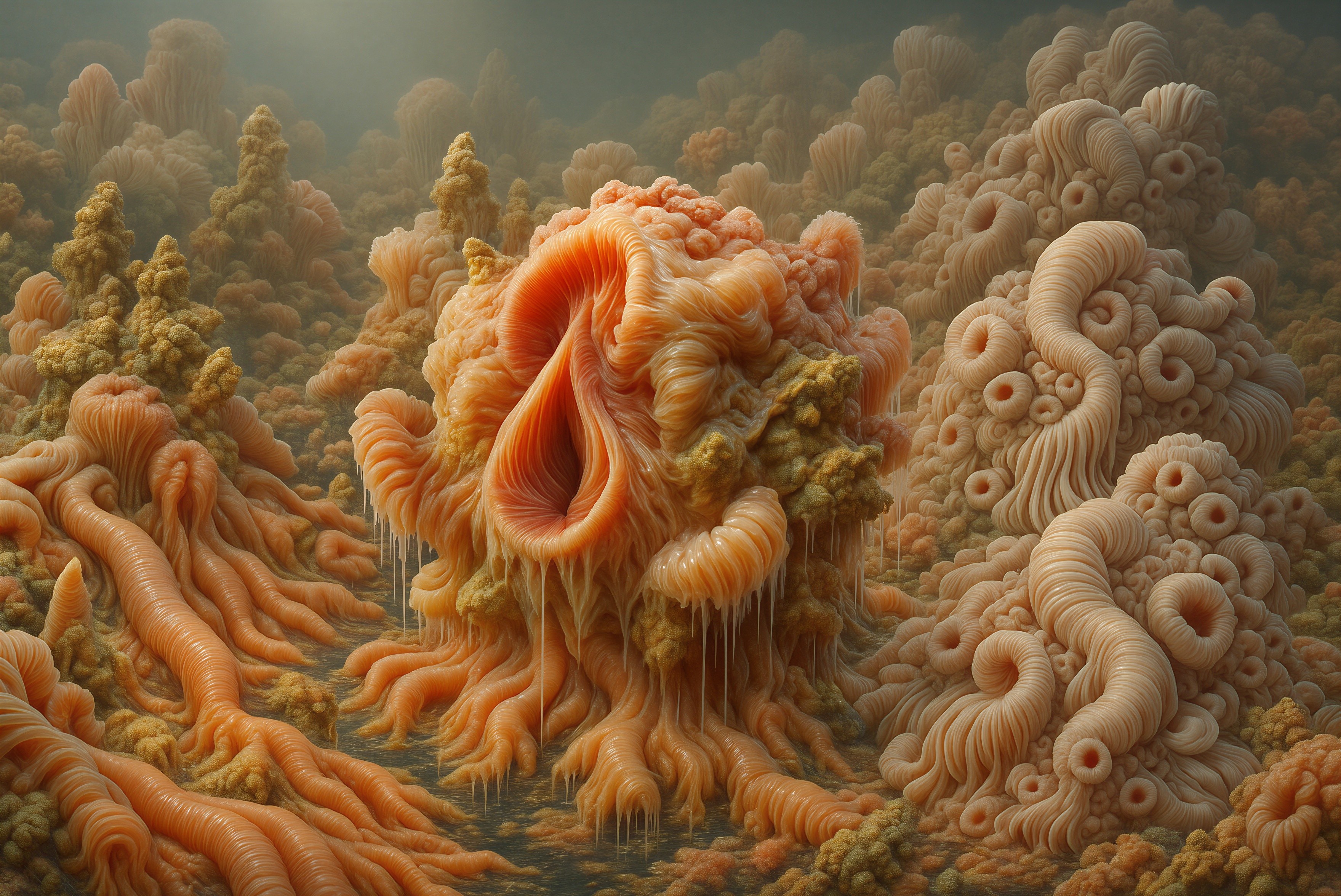 Surreal Organic Landscape with Coral-Like Formations