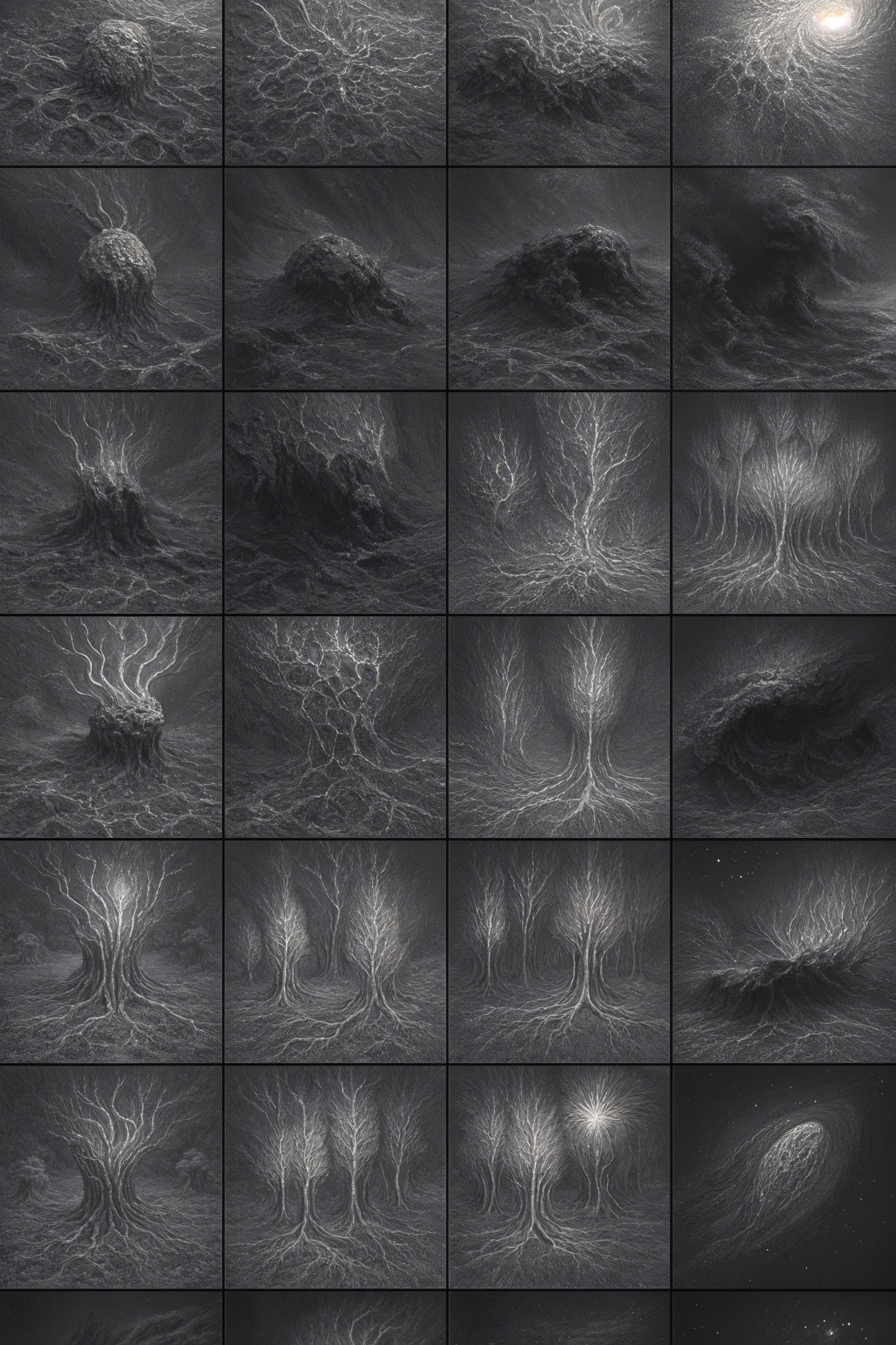 Monochromatic Abstract Designs of Nature and Cosmos