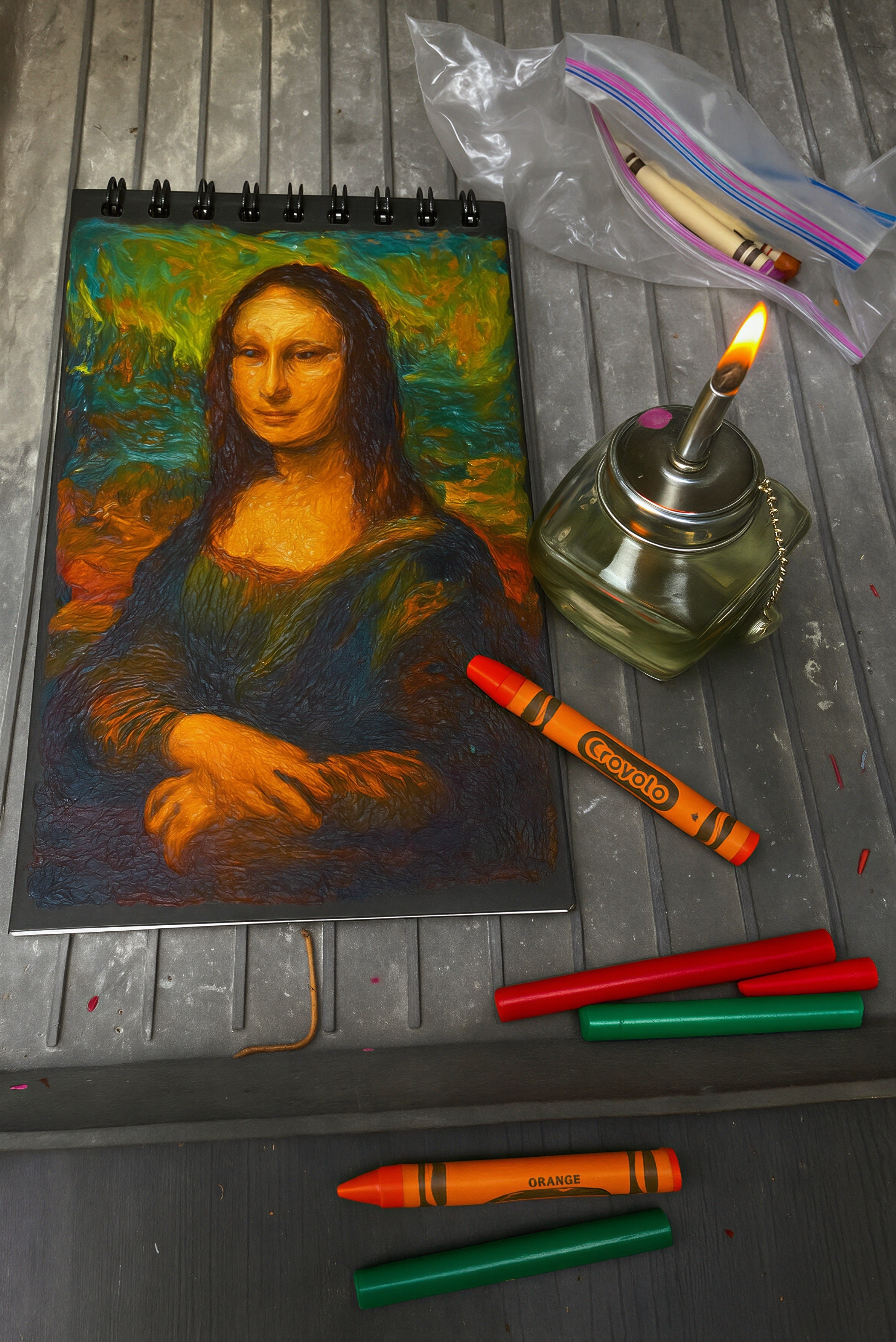 Vibrant Reinterpretation of Classic Art on Sketch Pad