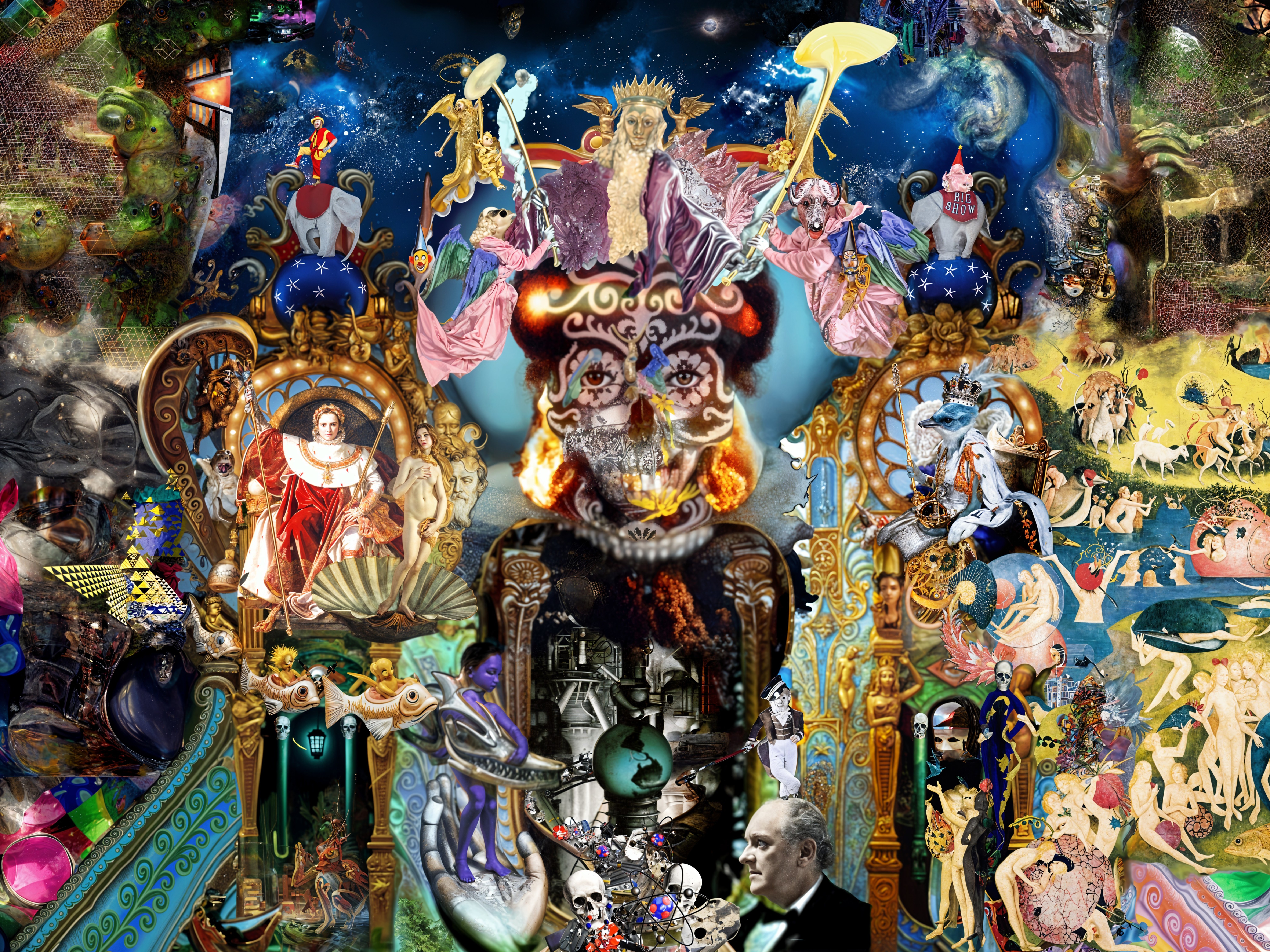 Surreal Collage of Mythical and Historical Figures