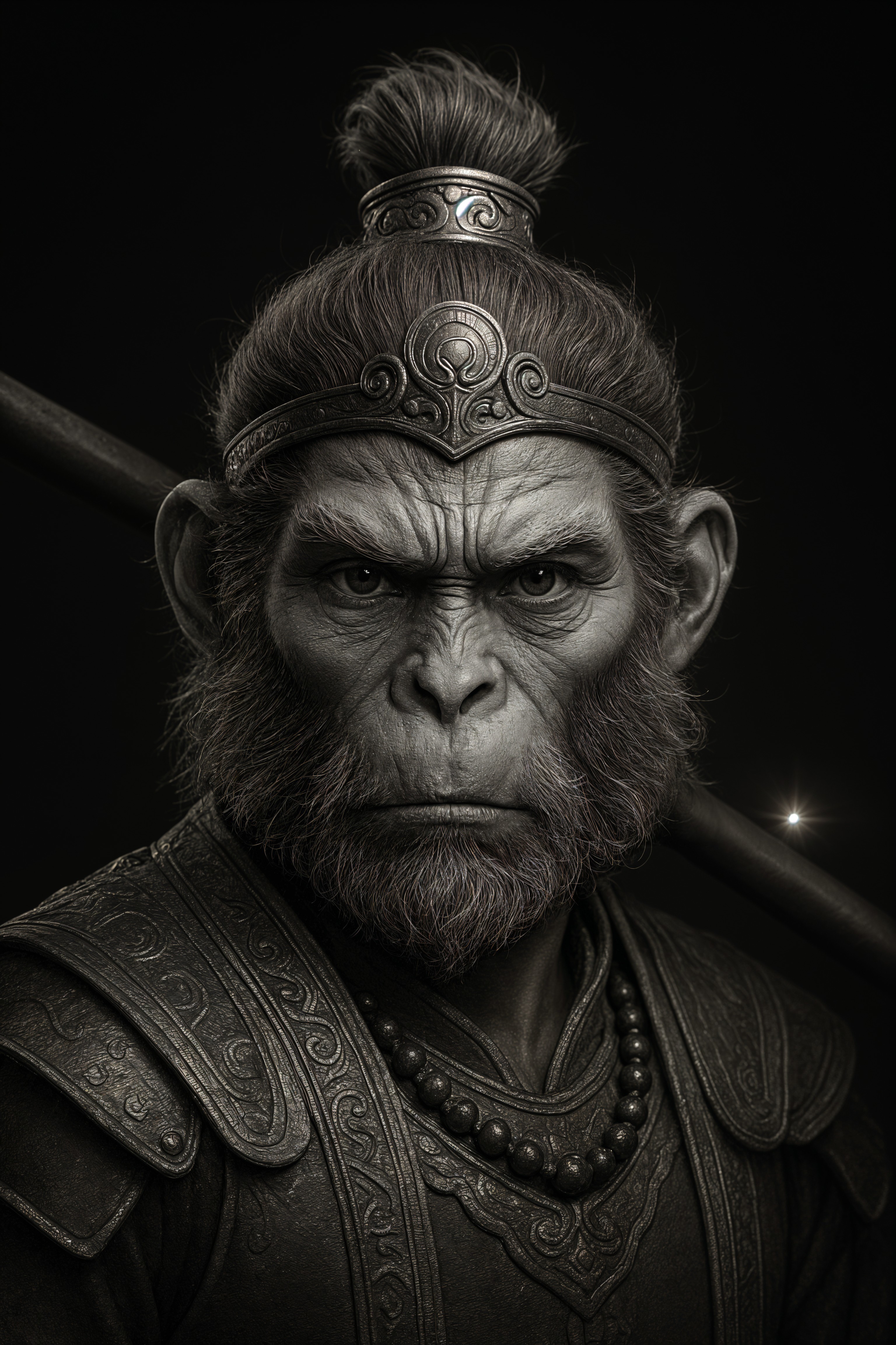Muscular Anthropomorphic Monkey Figure with Armor