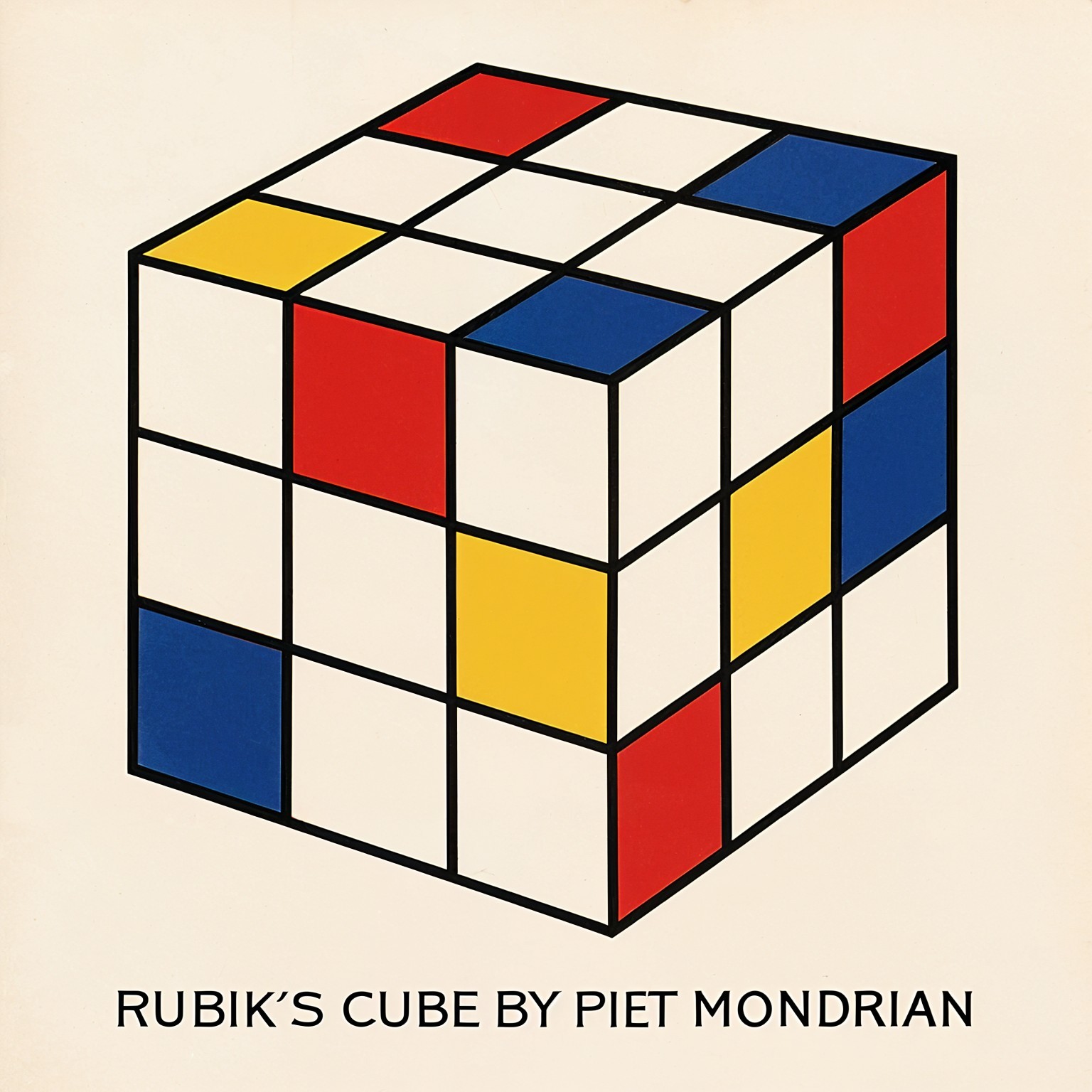 Stylized Rubik's Cube in Mondrian Color Scheme