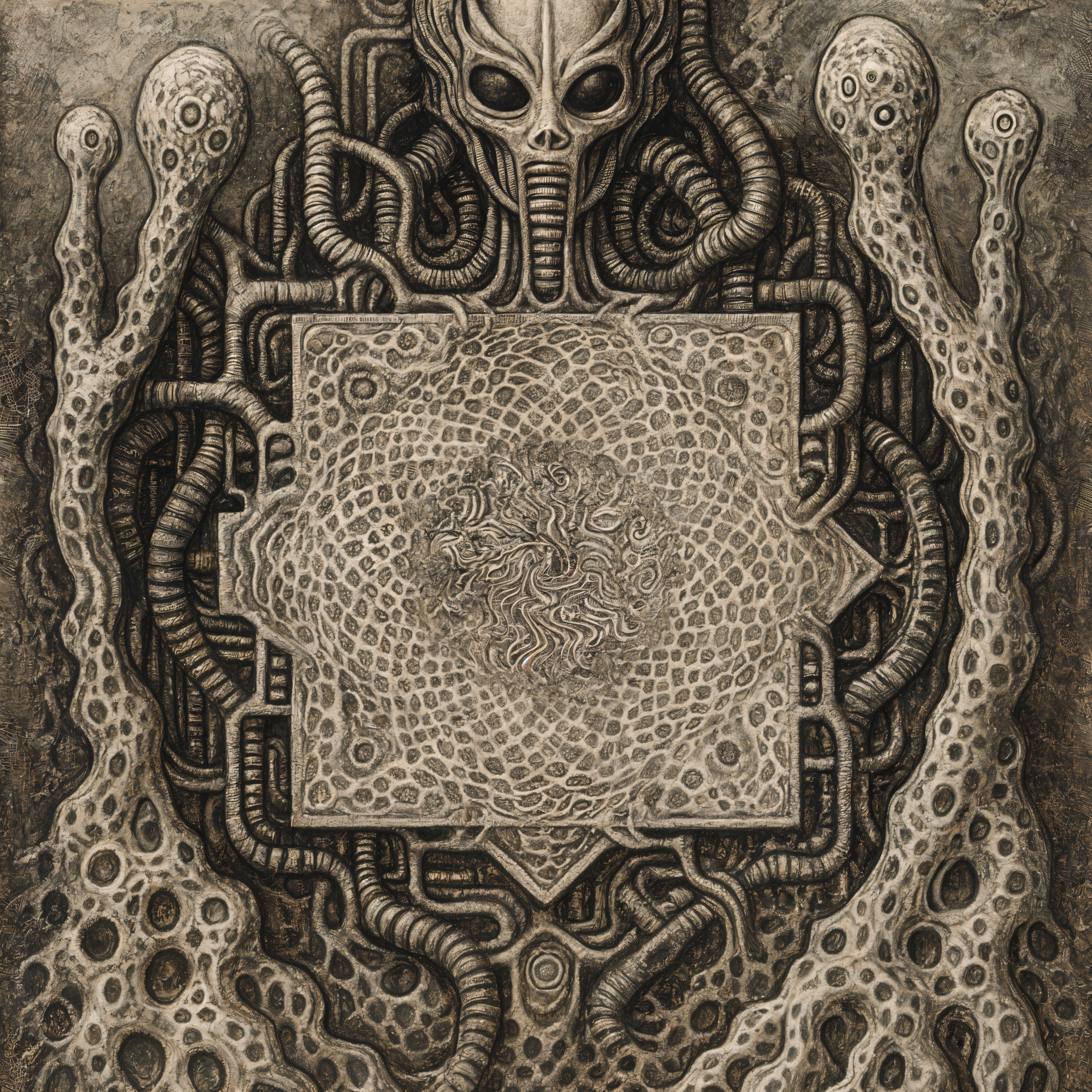 Surreal Artwork with Alien and Mechanical Elements