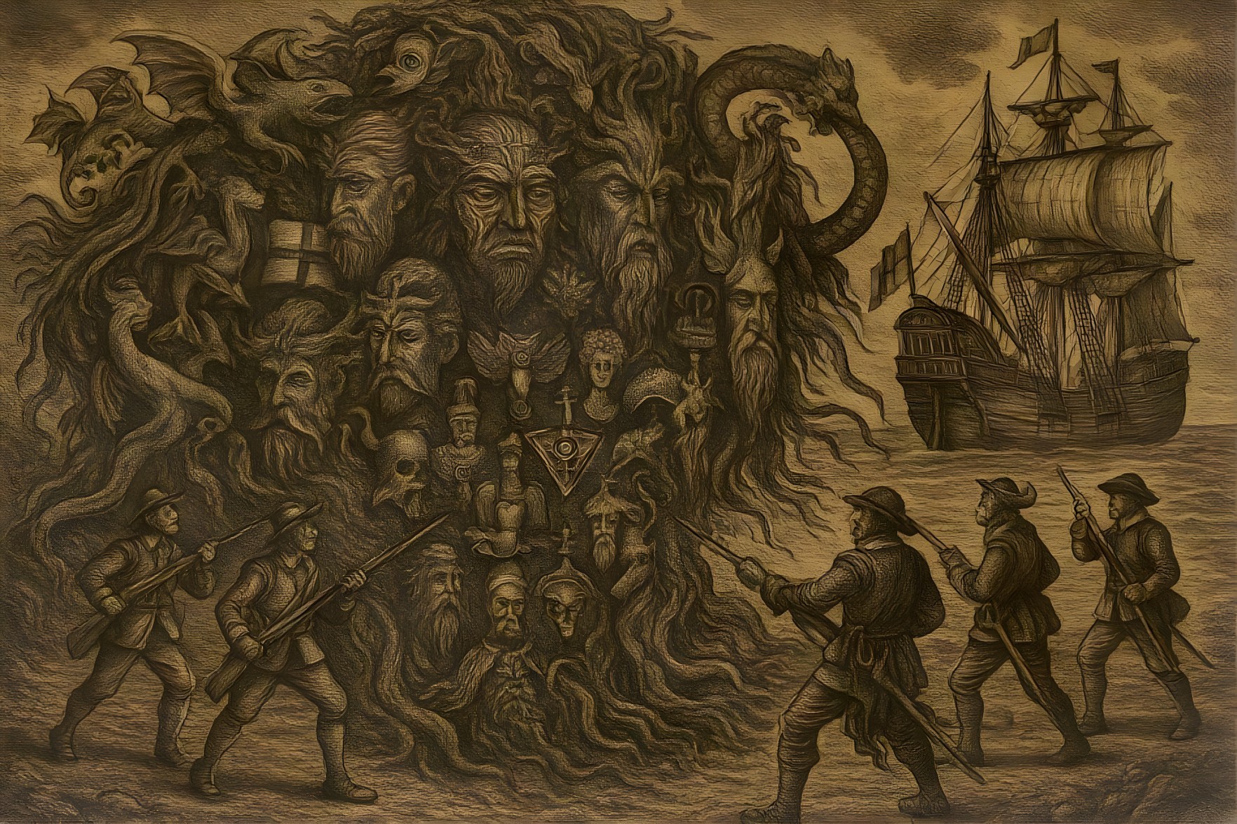 Dramatic Scene with Mystical Figure and Confrontation