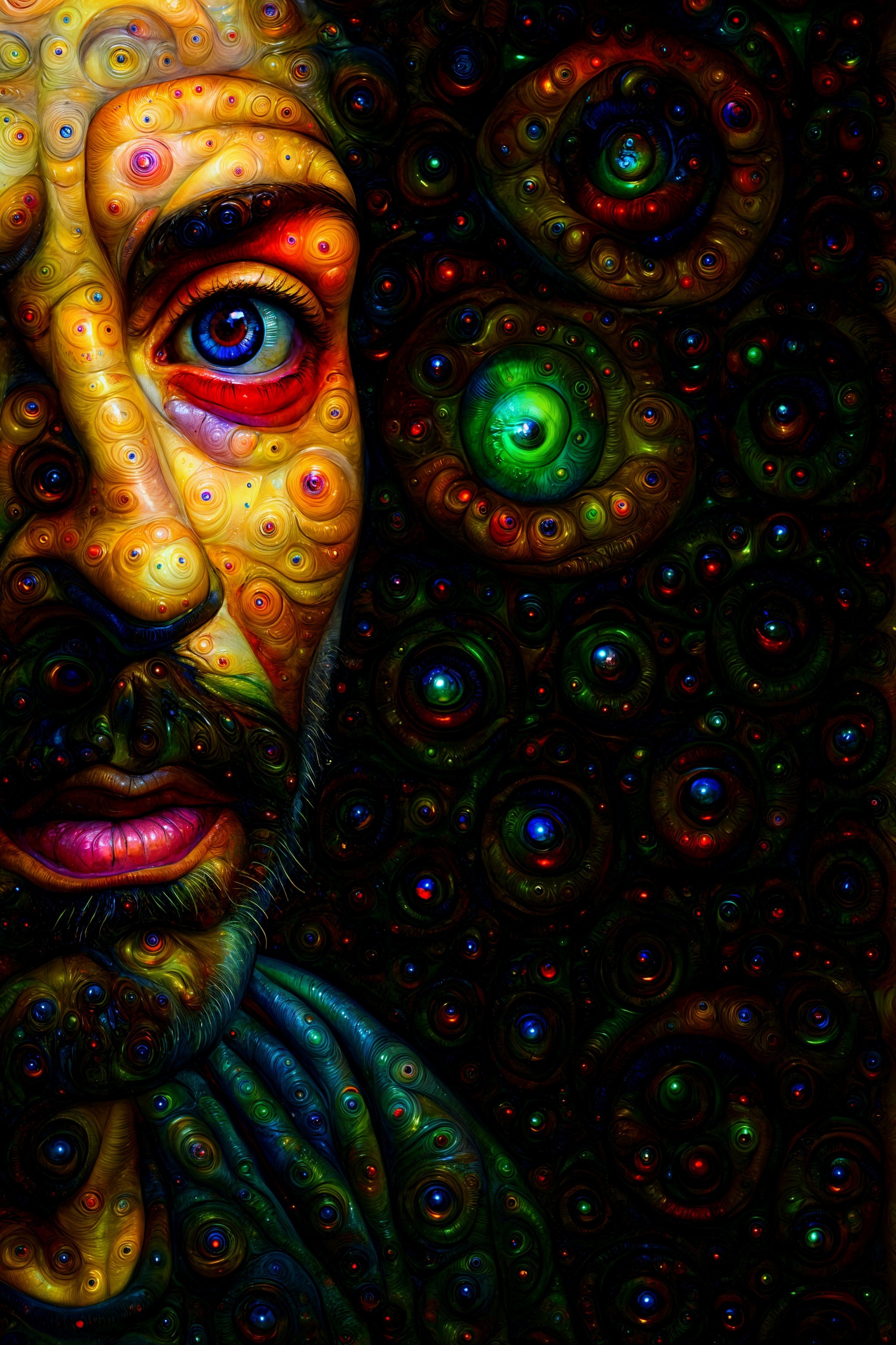 Vibrant Abstract Portrait with Intricate Patterns and Colors